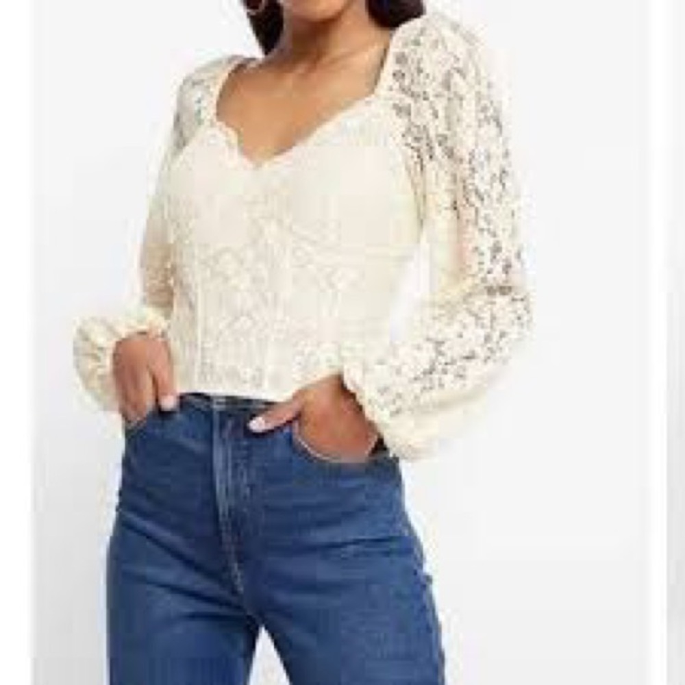 EXPRESS Allover Lace Long Sleeve Corset Top NWT XL